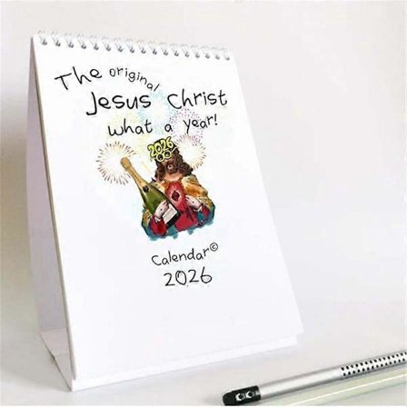 2026 Jesus skrivebordskalender, morsom kalender, nyttårs skrivebordsplanlegger [D]