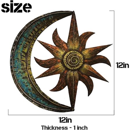 Sol och måne väggdekor Celestial-tema staty hängande metallkonst
