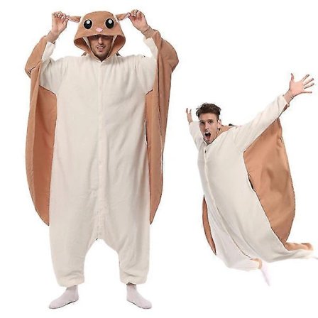 Halloween Flygende Ekorn Onesie for Voksne - Dyre Kigurumi Pyjamas S Fit 145-158cm