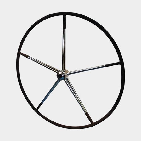 Timón velero Lewmar Mini Maxi, acero inoxidable y piel de alce, Ø1320 mm, para eje de timón de 1" (25 mm), negro/plata