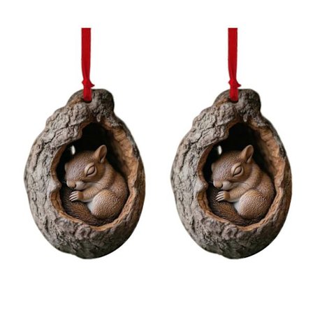 2 stk. Juletræspynt med dyr, 2D akryl skovdyrsdekoration, let at hænge, dyredekoration i træhul til kaminhylde, træ, krans