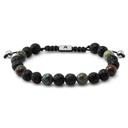 Sanatio | Armband med 8 mm beads i lavasten och afrikansk turkos för män - Pärlarmband