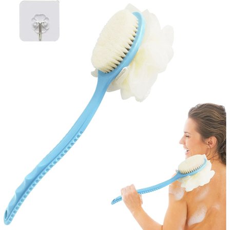 (Blå) Badebørste 2 i 1 Kroppsbørste Myk Dusjryggbørste Menn og Kvinner Dusjryggbørste Bad