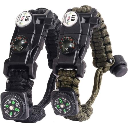 Overlevelses Paracord Armbånd til Mænd Kvinder, Militær Paracord Armbånd