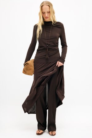 NA-KD Skräddarsydda byxor med mellanhög midja - Raka byxor - Brun - EU 34