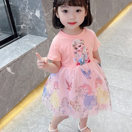 Frozen Elsa Princess Girl Spets Rainbow Födelsedagsfest Barnklänning - spot sales