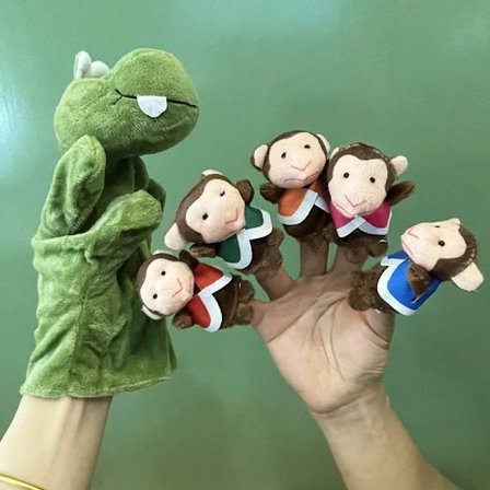 5 Små Aper Fingerdukke Plysj Fingerdukker Leker, Eventyrfortelling Teaterrollespill, Godnatthistorier for Barn