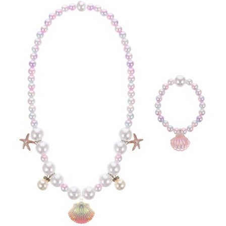 1 Setti Lasten Kuorikoru Kaulakoru Pikkutytöille Rannekoru Korut Kaulakoru ja Rannekoru (24X9.5X1.5CM, Värikäs)