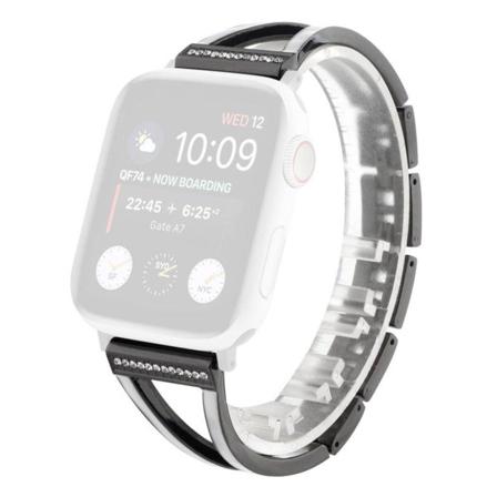Strassi ruostumattomasta teräksestä valmistettu kellonauha Apple Watch Series 6 / 5 44mm - Musta Black