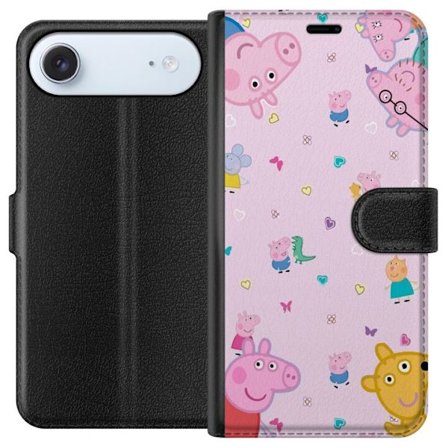 Kompatibelt Lommeboketui til Apple iPhone 17 Air Peppa Gris med en baby i armene, mamma gris motiv i fargerik og myk barneillustrasjon med hjerter