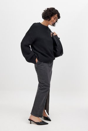 NA-KD Jupe longue fendue en denim - Jupes longues - Gris - EU 32