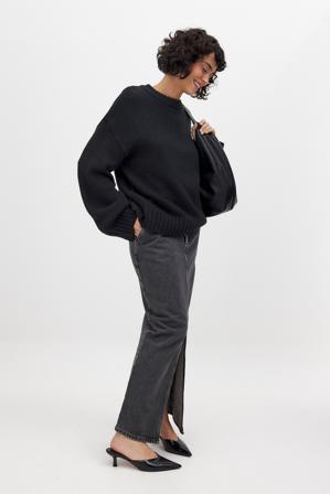 NA-KD Jeans-Maxirock mit Schlitzdetail - Maxiröcke - Grau - EU 40