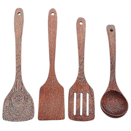 Tresleiver av tre for matlaging Kjøkkenredskapssett av umalt og voksfri håndlaget