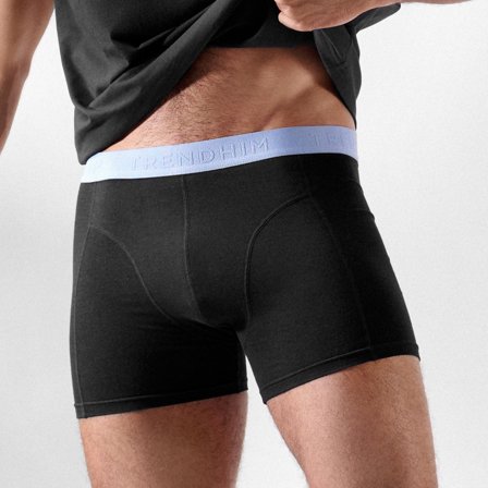 FreeFeel | Boxeri din bambus negri cu bandă elastică albastru deschis pentru bărbați - Boxeri din bambus