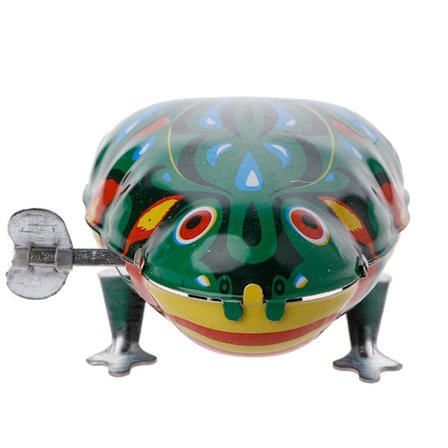 Metal Wind-up Jumping for Frog Urværk Bliklegetøj Børn Sjovt spil Vintage f