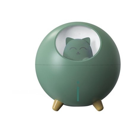 Kattdjur Multi-Mode Färgglad LED Nattlampa Liten Mini Spray USB Luftfuktare Kontor Skrivbord Tecknad Atmosfär Ljus Dekompressionsgåva, Grön