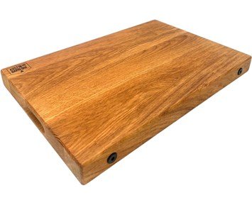 Austin and Barbeque Oljad ekbräda med handtag och svart bult - 45x30x4 cm - Oljad skärbräda i ek