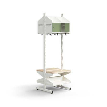 Garderobenschrank ENTRY, Grundmodul, bodenstehend, 1800 x 600 x 600 mm, weiß/grün