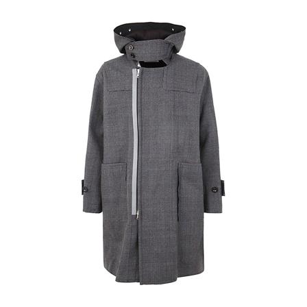 Sacai, Single-Breasted Coats Grijs, Heren, Maat:S
