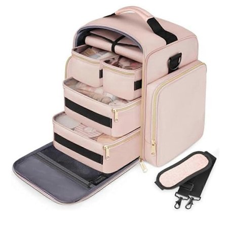 Rejse Makeup Taske Opbevaringstaske 4 Aftagelige Bokse 1 Smykkesorteringsrulle Flere Opbevaringstasker Makeup