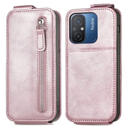 Vertikalt Xiaomi Redmi 12C / Xiaomi Redmi 11A fodral med dragkedja - Rosa