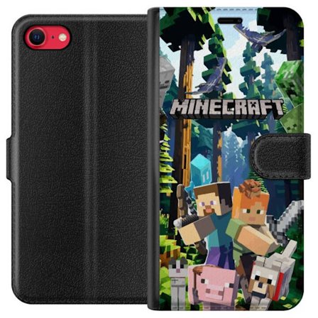 Apple iPhone 8 Pung Etui Minecraft mobilcover med skov og figurer i pixelstil
