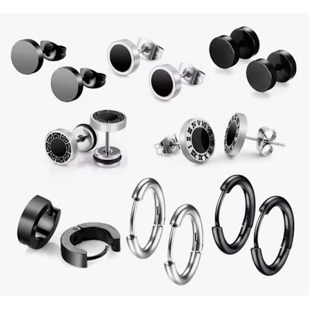 Clip-on örhängen i rostfritt stål med lönnlöv för män, 8 mm clip-on örhängen i rostfritt stål med lönnlöv