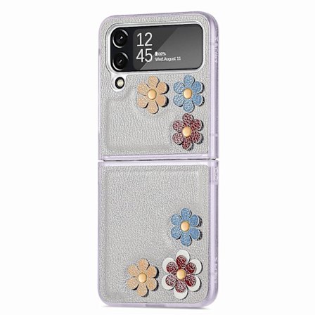 Läder 3d Broderi Blommor Slim Hård Halkfri Fodral Kompatibel Samsung Galaxy Z Flip 4 5g