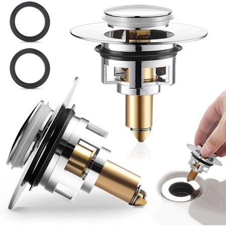 2 stk. Pop-up vaskpropp for vask og badekar