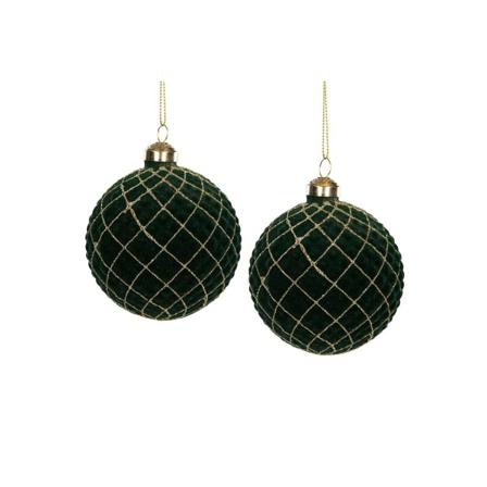 Julgranspynt Glaskula Velvet M.grön 8cm 4-pack
