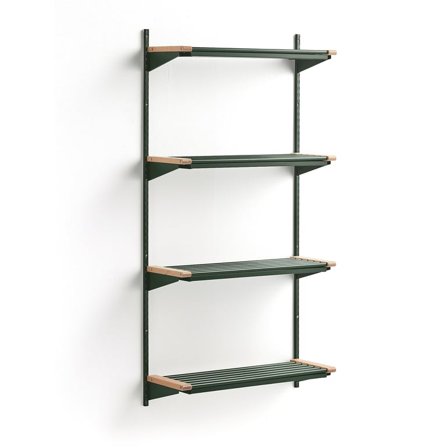 Skoreol JEPPE, 4 hylder, grundsektion, grøn/birk, 1790x900x300 mm