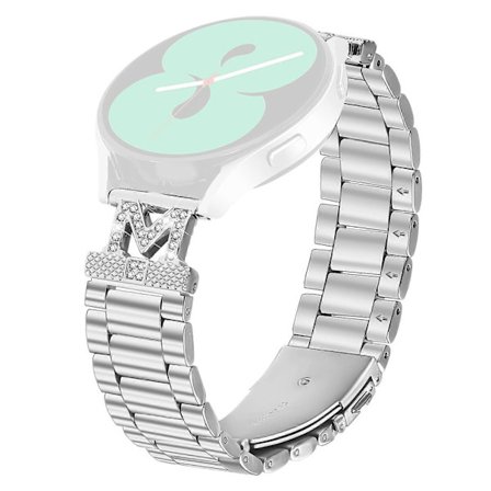 För Huami Amazfit GTS Band Strass Dekor 3-Radigt Silver Rostfritt Stål Klockarmband