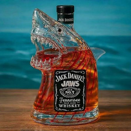Hajen, Jaws 50-årsjubileum Limited Edition Whiskeyflaska, Unik Transparent Graverad Djurform Glas, för Varje Fan
