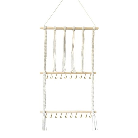 Hårklype Organizer Stativ Vegg Fringe Tapestry for Barnerom - Hårnåler Oppbevaringsholder i Tre med Nydelig Duske Detalj