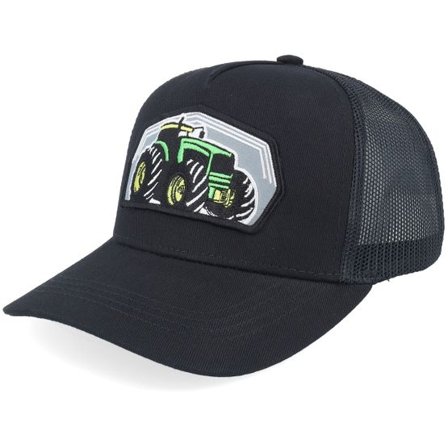 Kiddo Cap - Svart trucker Keps - Kids Big Tractor Grey Patch Black Trucker @ Hatstore