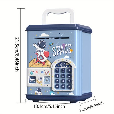 [Interaktiv ATM Bank] Interaktiv Teen ATM Sparekrukke, 1 Bærbar Penny Bank | Multifunktionel Stor Kapacitet med Fingeraftryk & Kort Password Sikker