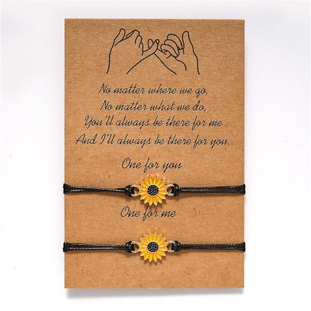 WABJTAM Solros Pinky Promise Armband Bästa Vän Långdistans Vänskapspresenter för Kvinnor Tonårsflickor