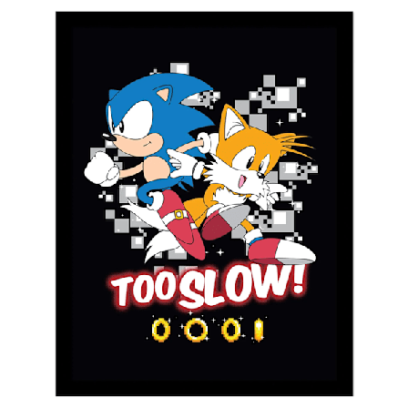 Sonic The Hedgehog Too Slow Inramad Poster 40cm x 30cm Multifärgad