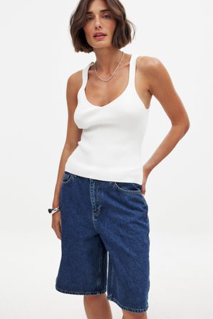 NA-KD Short en jean large à taille basse - Short en jean - Bleu - EU 42