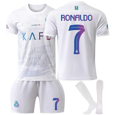 23- Al-Nassr FC Borte fodboldtrøjer med strømpe til børn nr 7 Ronaldo 24