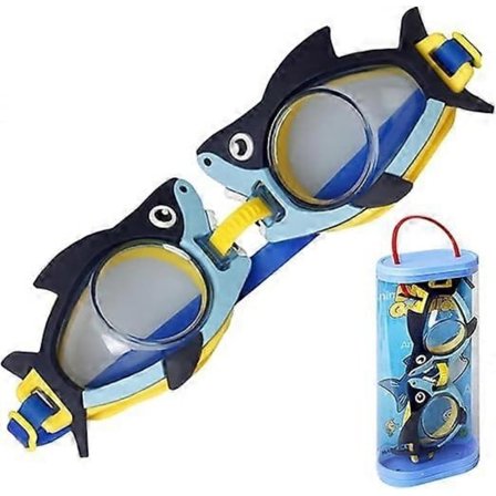 Svømmebriller til børn, tegneserie svømmebriller, søde poolbriller, dykkerbriller til børn, snorkelbriller til drenge og piger - Haj