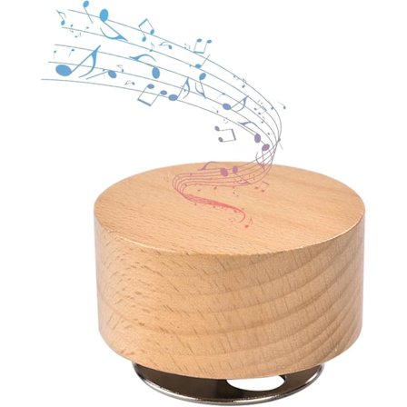 Vintage-musiikkirasia, puukaiverrettu vedettävä kellomekanismi pyöreä pyörivä musiikkirasia, sävelmä: Castle in The Sky