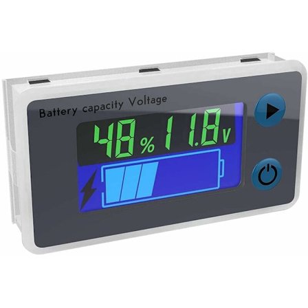 Multifunktionelt LCD batterikapacitets voltmeter med temperaturvisning 10-100v 12v