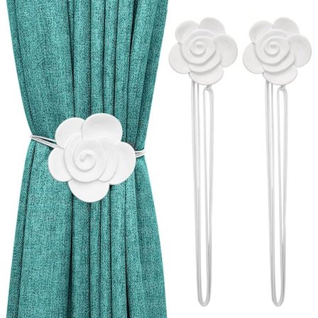 Magnetisk gardinholder i kameliaform, dekorativ i retrostil