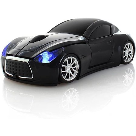 Langaton urheiluautomallihiiri, langaton pöytäkoneen/kannettavan hiiri 2,4 GHz:n optinen hiiri, Windowsille, Linuxille ja Mac OS:lle, musta