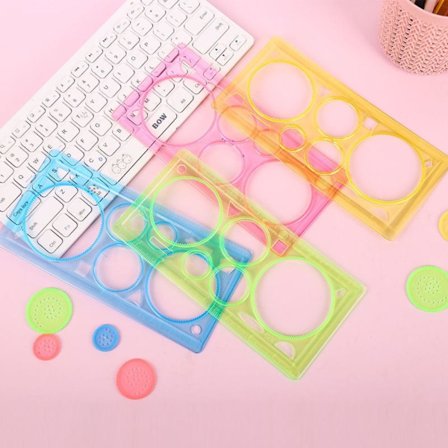 4 stk. geometrisk lineal tegne- og udkastværktøj, plastiklineal