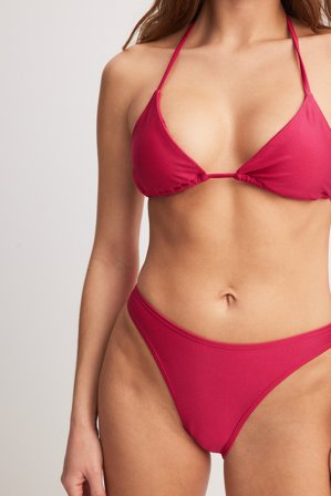 NA-KD Glänzendes Bikini-Höschen mit hohem Schnitt - Bikinis - Rosa - XXL