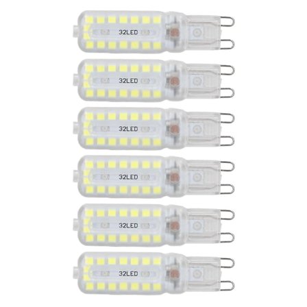 6 stk. G9 LED Pærer 7W Dæmpbar 360° Belysning Erstatningspære til Væg Bord Kabinet Lampe Hvidt Lys 220-240V (FMY)