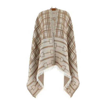 Elisabetta Franchi Poncho Mt02F16E2-Q99 , Beige , Dames , Maat: ONE Size Poncho's