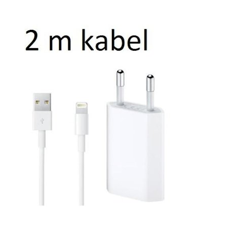 2 Meter Lightning USB cable + Wall charger